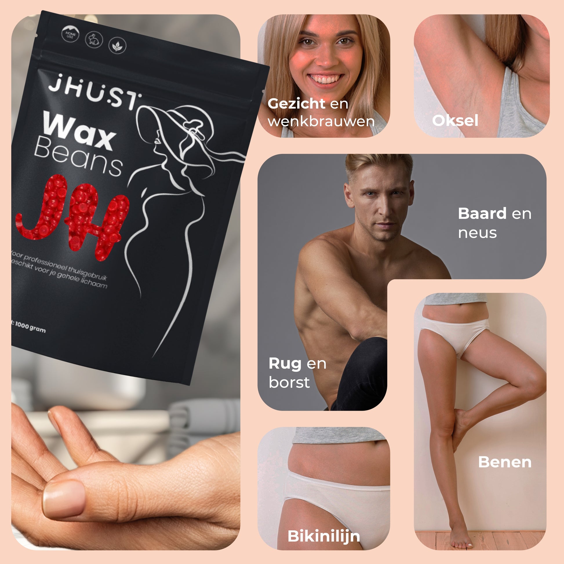 JHust Wax Bonen 1 KG Stawberry