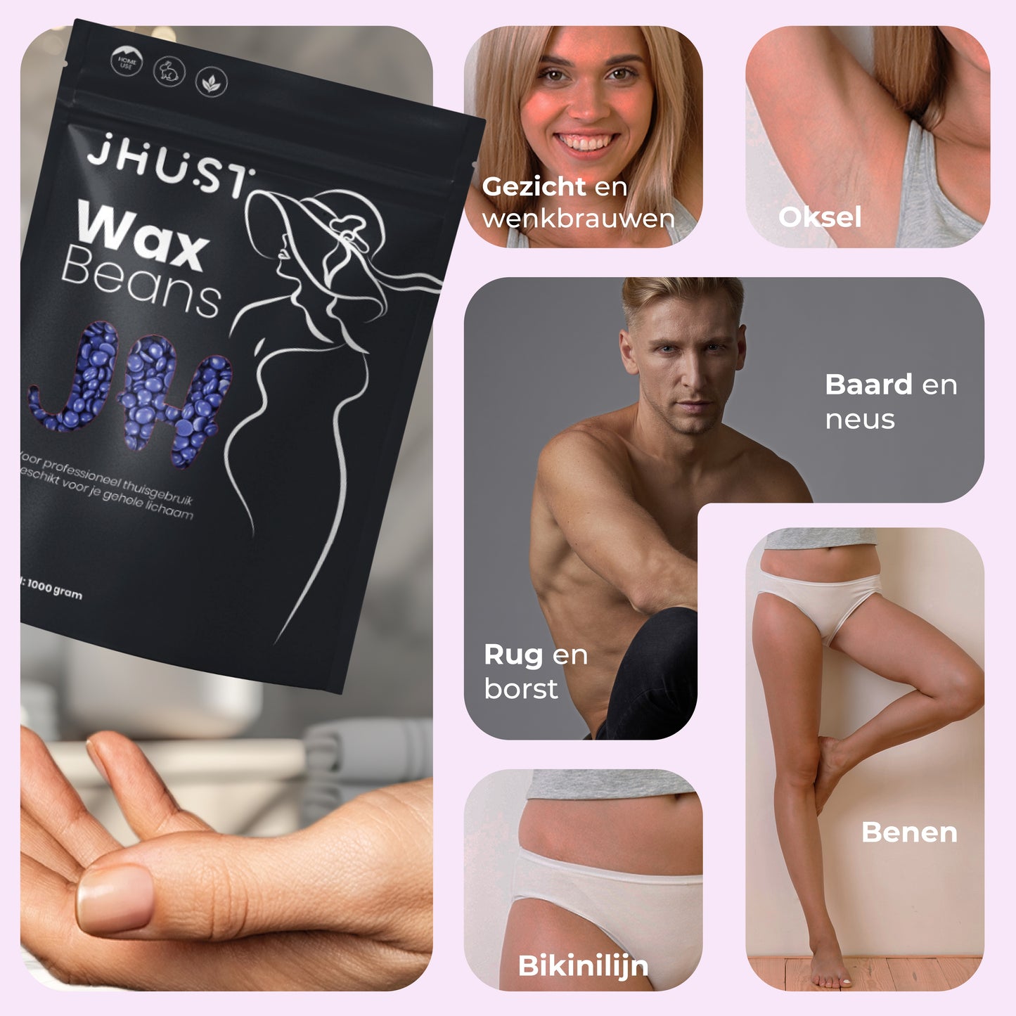 JHust Wax Korrels Lavendel 1KG