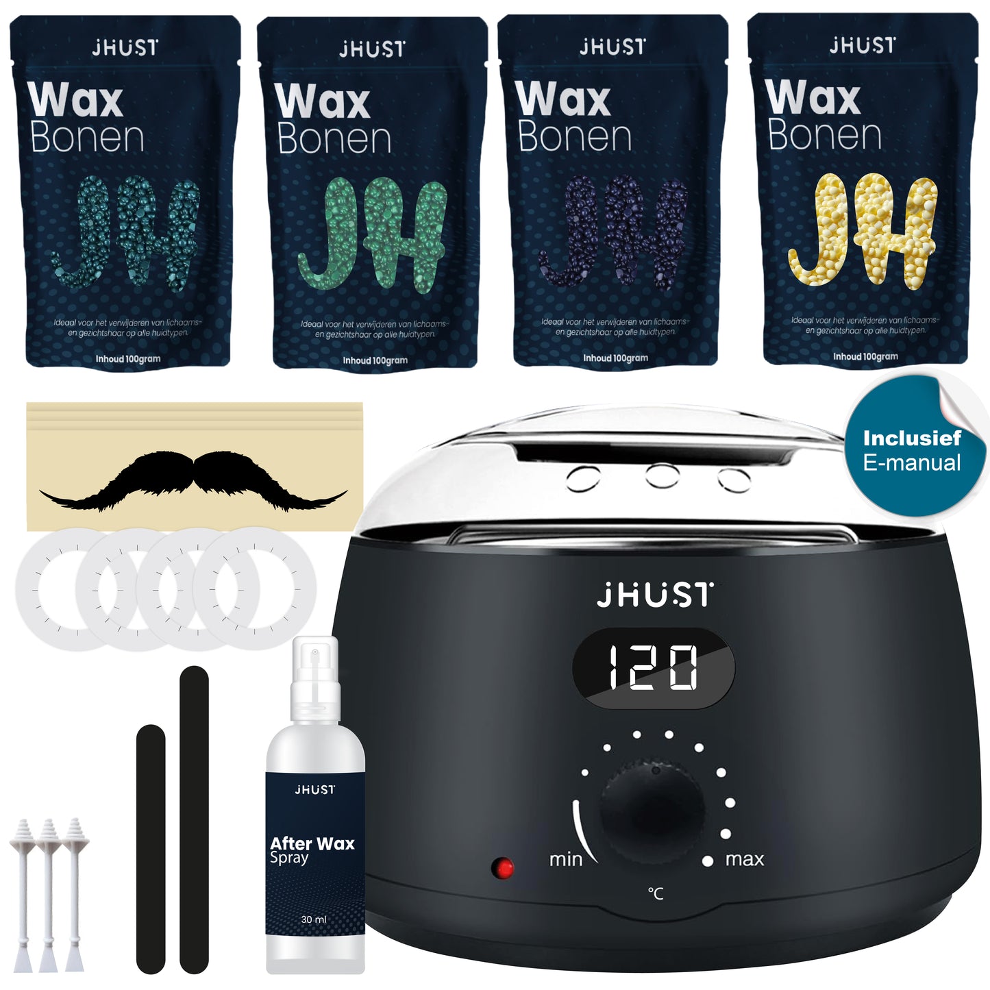 Wax apparaat set zwart met wax bonen